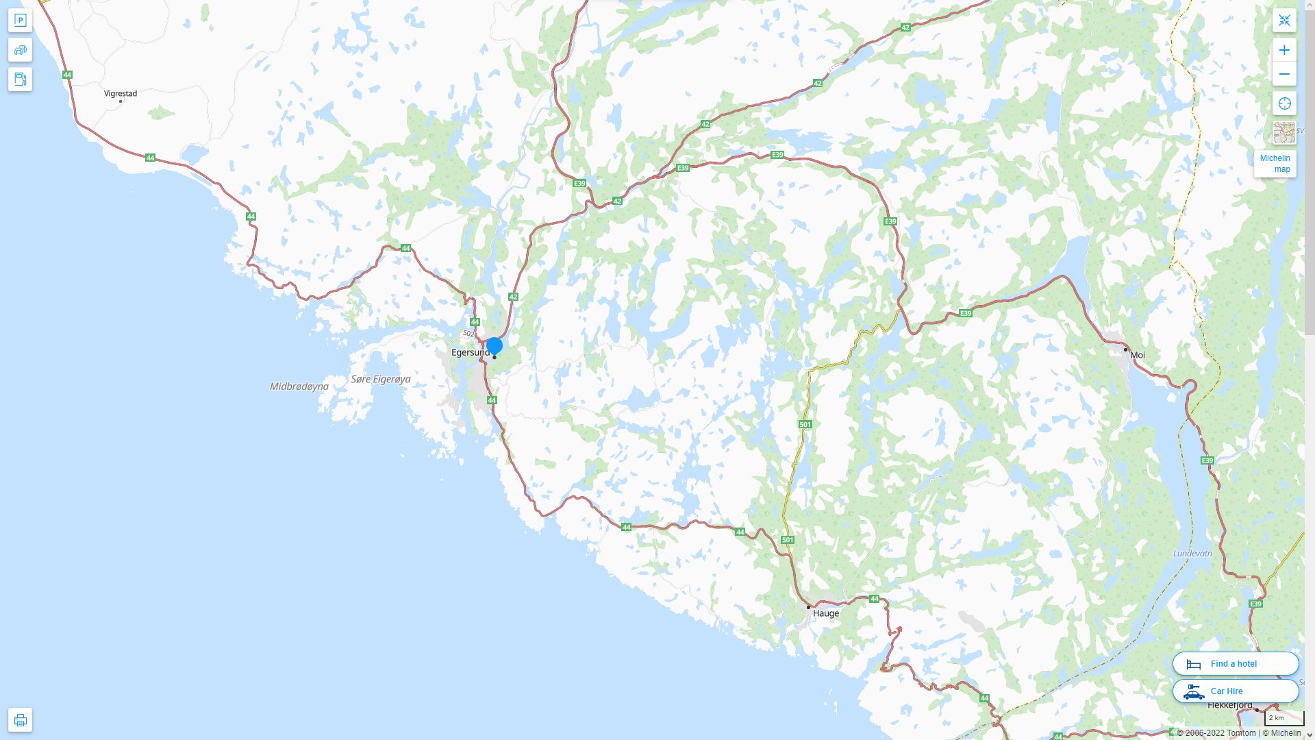 Egersund Norvege Autoroute et carte routiere